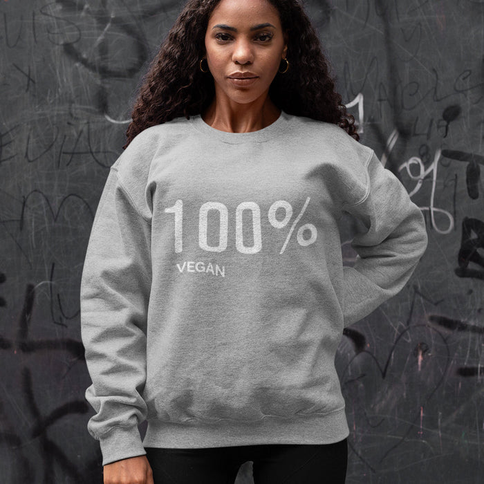 100% Cruelty-Free Women's Logo Sweatshirt: black, dark gray vegan theme, minimal style