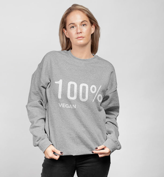 100% Cruelty-Free Women's Logo Sweatshirt: black, dark gray vegan theme, minimal style