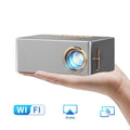 1080P Wireless Miracast Projector by "": gray, silver portable projector, minimal modern electronics style