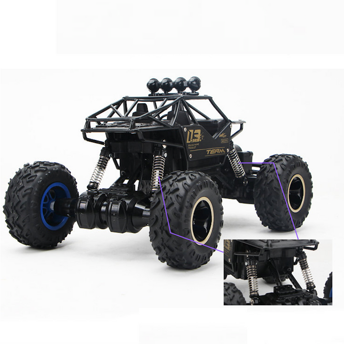1:16 RC Dragon 4WD Monster Truck: black, dark gray off-road remote-control vehicle, realistic off-road buggy style
