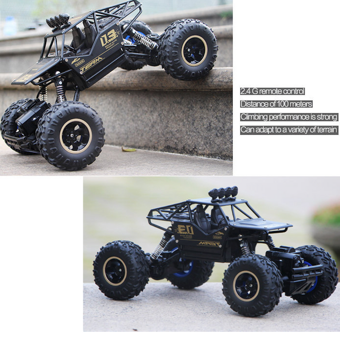 1:16 RC Dragon 4WD Monster Truck: black, dark gray off-road remote-control vehicle, realistic off-road buggy style