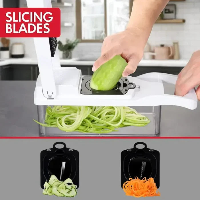 14 Piece Versatile Vegetable Cutting Tool Set: pink, white multi-function food chopper/slicer set, functional kitchen gadget