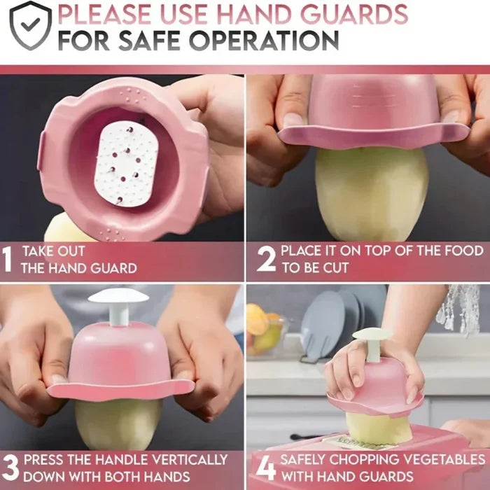 14 Piece Versatile Vegetable Cutting Tool Set: pink, white multi-function food chopper/slicer set, functional kitchen gadget