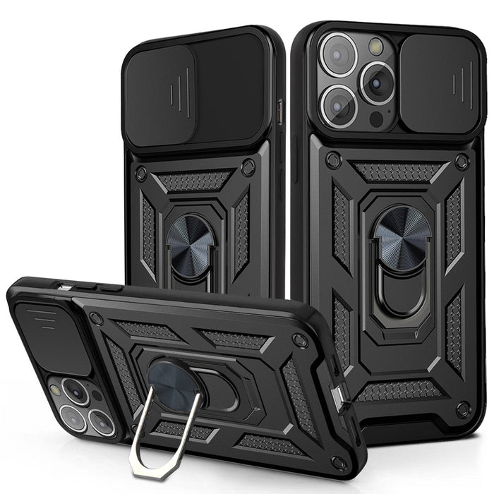 14 Series Camera Lens Cover Kickstand Armor Case for iPhone X: Ensuring 360 Protection: black, dark gray smartphone protectiv
