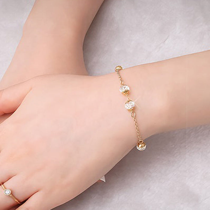 14K Gold Plated Madison Chain Bracelet: gold, clear bracelet, dainty, elegant style