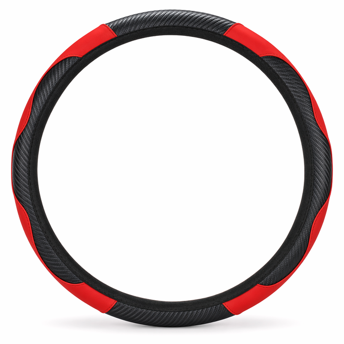 15" Faux Leather Steering Wheel Wrap Red
