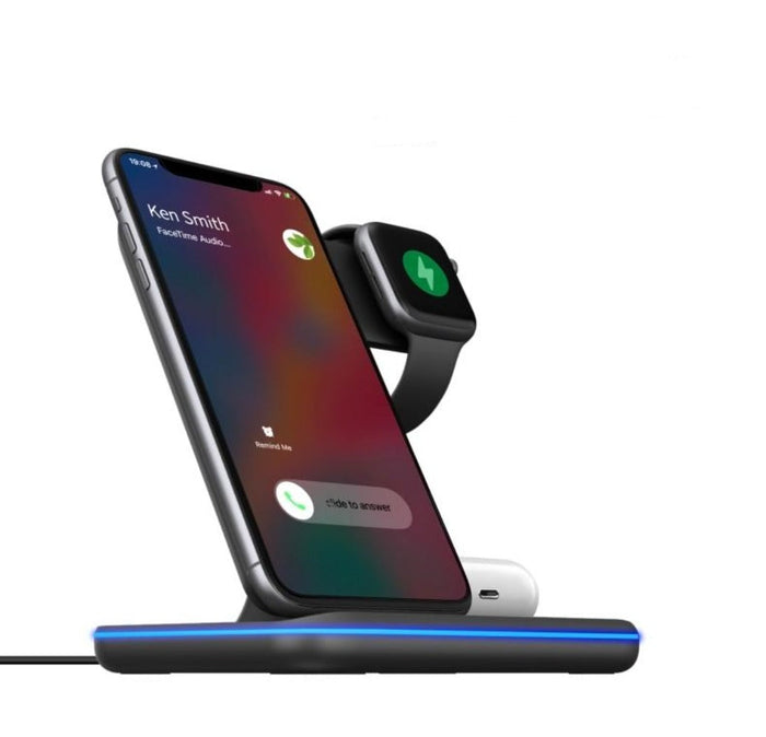 15W Fast Wireless Charging Station for Mobile Phones, The Ultimate Ninja Power Charger: black, dark gray Apple devices, minim