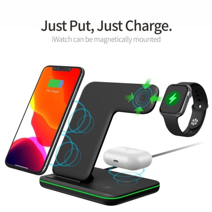 15W Fast Wireless Charging Station for Mobile Phones, The Ultimate Ninja Power Charger: black, dark gray Apple devices, minim