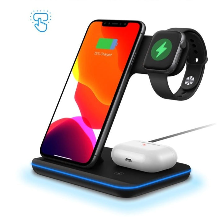 15W Fast Wireless Charging Station for Mobile Phones, The Ultimate Ninja Power Charger: black, dark gray Apple devices, minim