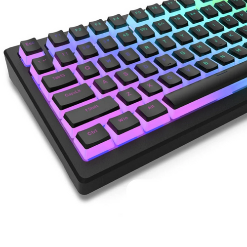 165-key set of Pudding-style keycaps for keyboards: black, purple computer keyboard, modern gaming style