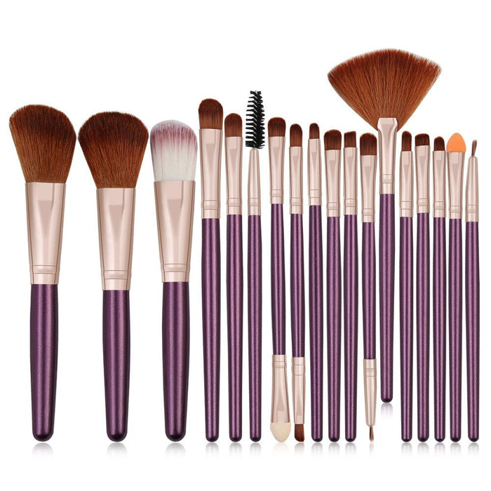 18-Piece Shimmering Makeup Brush Collection: purple, silver makeup brush set, minimal style
