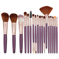 18-Piece Shimmering Makeup Brush Collection: purple, silver makeup brush set, minimal style