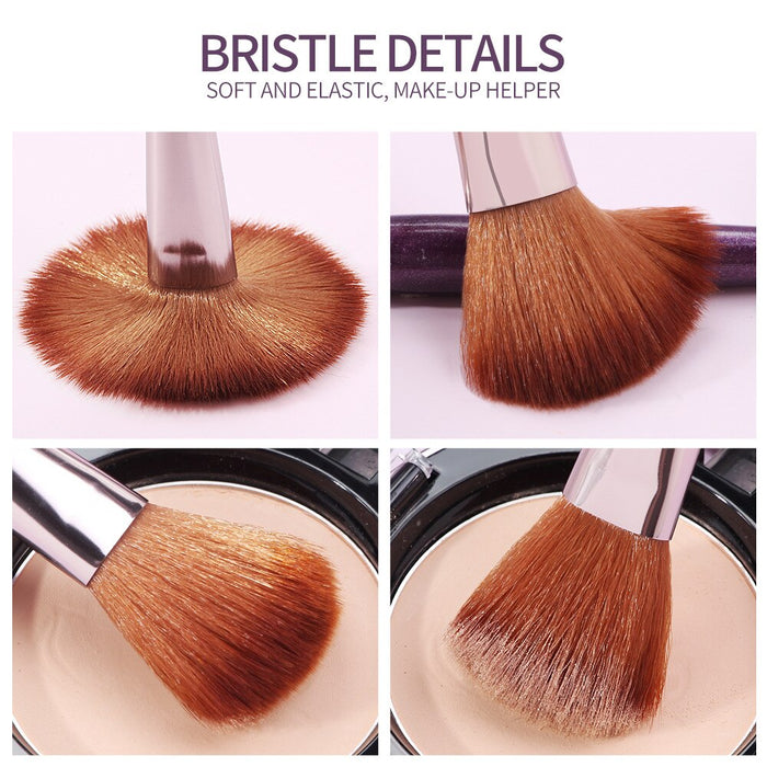 18-Piece Shimmering Makeup Brush Collection: purple, silver makeup brush set, minimal style