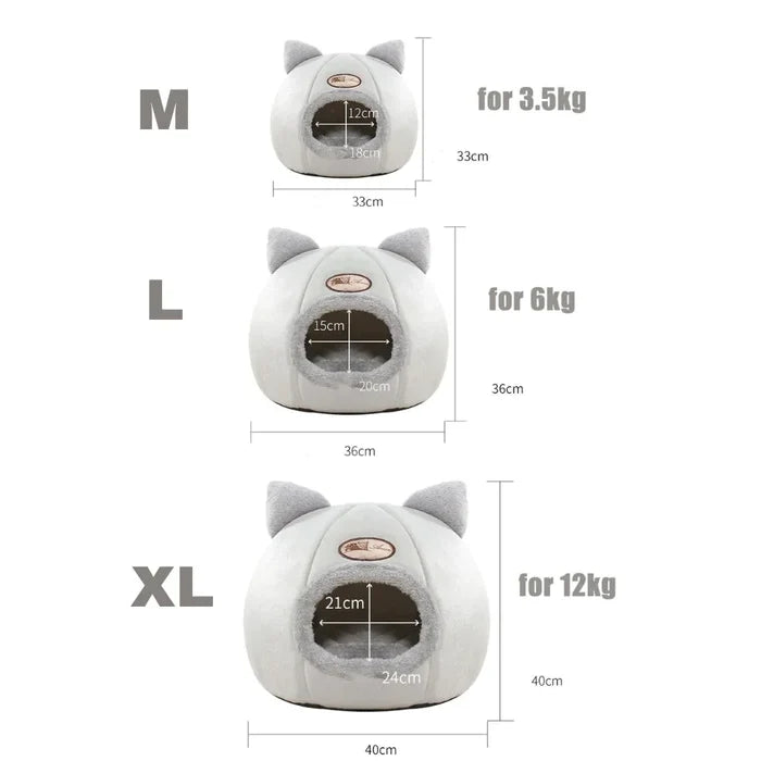 2-in-1 Pet House Bed, Comfortable and Cozy Retreat for Your Beloved Pet: light gray, dark gray cat-themed pet bed with a cat