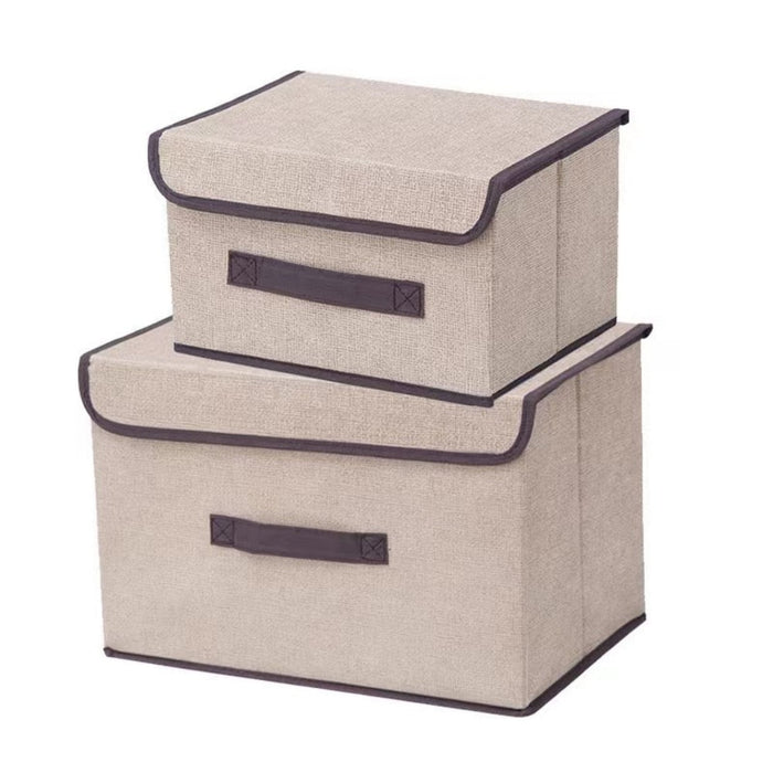 2-Pack Versatile Storage Containers: light green, beige stackable fabric storage boxes/bins, minimal modern style