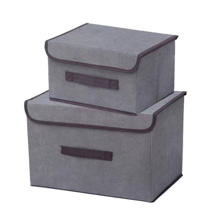 2-Pack Versatile Storage Containers: light green, beige stackable fabric storage boxes/bins, minimal modern style