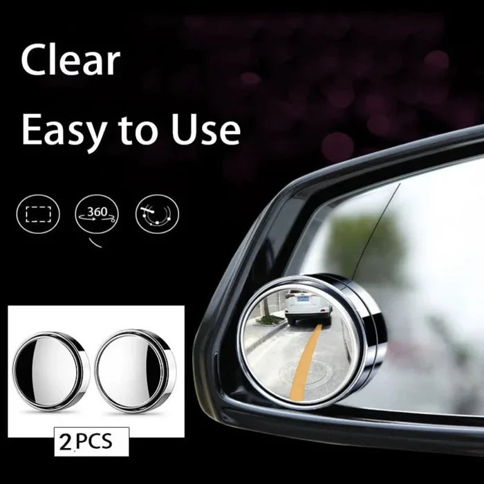 2 Piece Set of Mirrors to Eliminate Blind Spots with Adjustable Features: silver, black round vehicle blind-spot mirrors, min