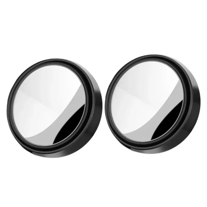2 Piece Set of Mirrors to Eliminate Blind Spots with Adjustable Features: silver, black round vehicle blind-spot mirrors, min