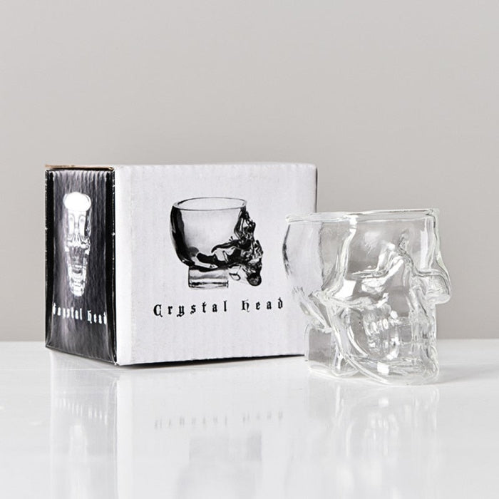 2 Skull Themed Glasses, Set of 2: clear, transparent human skull, novelty gothic style