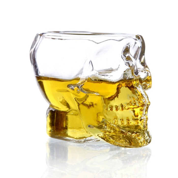 2 Skull Themed Glasses, Set of 2: clear, transparent human skull, novelty gothic style