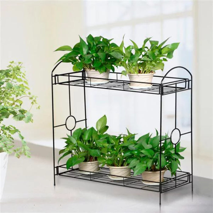 2-Tier Metal Plant Stand, 32 inches: A Sleek and Sturdy Display for Your Plants: black, green two-tier plant stand/shelf, min