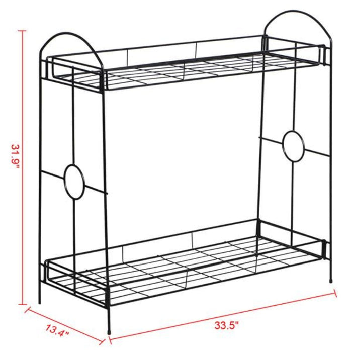 2-Tier Metal Plant Stand, 32 inches: A Sleek and Sturdy Display for Your Plants: black, green two-tier plant stand/shelf, min