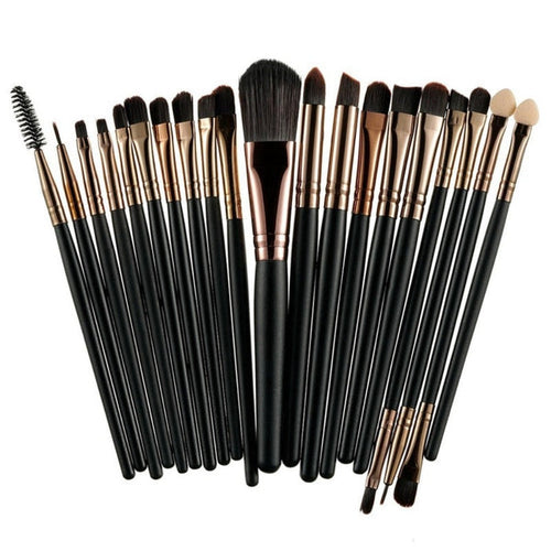 20-Piece Cosmetics Brush Set: black, rose gold makeup brush set, minimal style