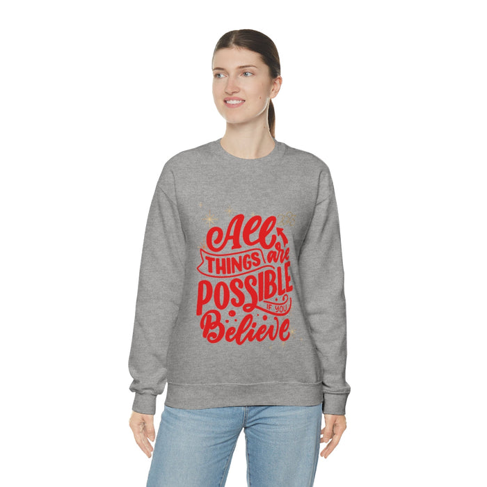 2023 Women's Inspirational Sweatshirt: white, red motivational typography, casual graphic style