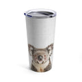 20oz Koala Blush Tumbler: silver, gray koala, realistic animal print style
