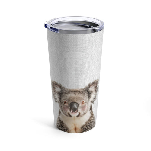 20oz Koala Blush Tumbler: silver, gray koala, realistic animal print style