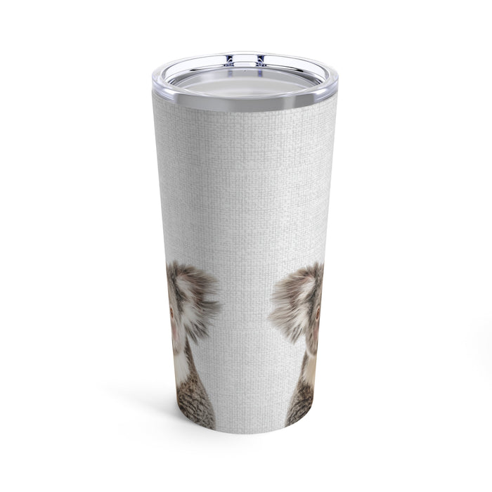 20oz Koala Blush Tumbler: silver, gray koala, realistic animal print style