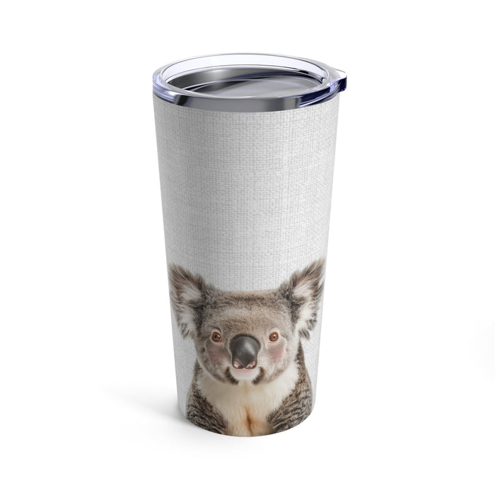 20oz Koala Blush Tumbler: silver, gray koala, realistic animal print style