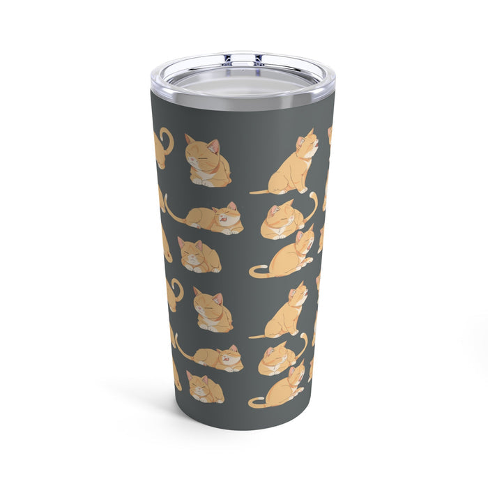 20oz Tumbler for Tabby Cat Lovers: dark gray, orange orange cats, cartoon style