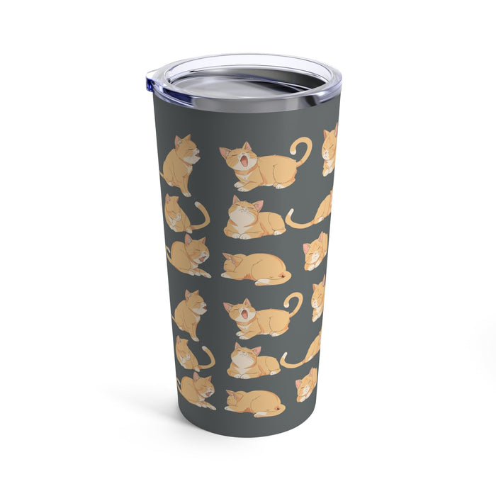 20oz Tumbler for Tabby Cat Lovers: dark gray, orange orange cats, cartoon style