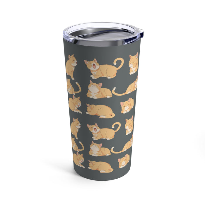20oz Tumbler for Tabby Cat Lovers: dark gray, orange orange cats, cartoon style