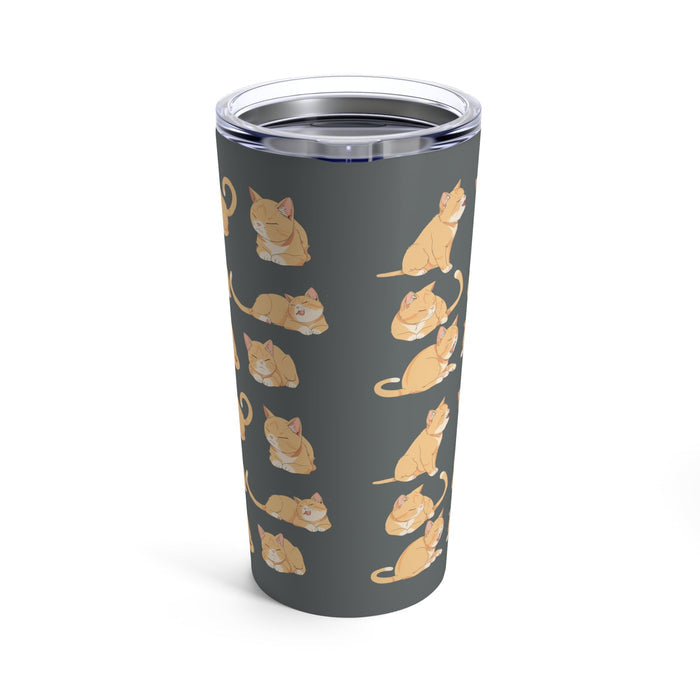 20oz Tumbler for Tabby Cat Lovers: dark gray, orange orange cats, cartoon style