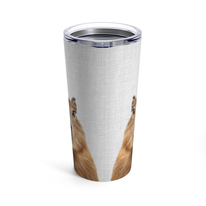 20oz Tumbler with a Rosy Capybara Design: light gray, silver quokka, realistic animal photo print style