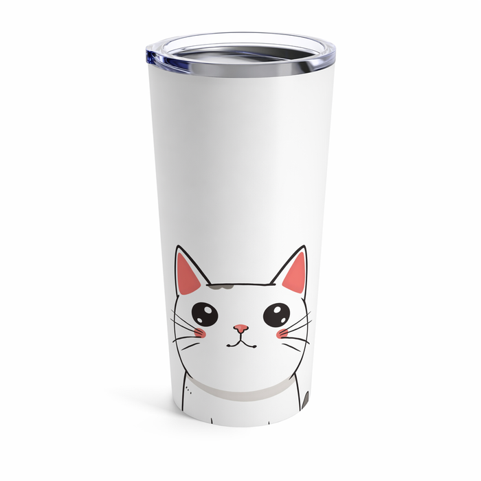 20oz White Tabby Kitty Tumbler Default