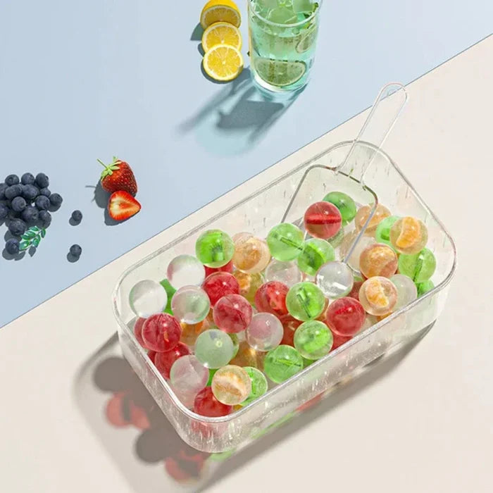 22-Cavity Ice Ball Mold for Large Gatherings: yellow, clear ice cube storage container with ice tray lid, minimal modern kitc