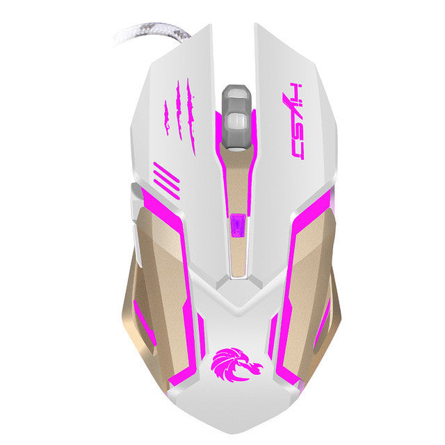 2400 DPI Optical Gaming Mouse with 7 Buttons: white, bright pink computer mouse, gaming, futuristic style