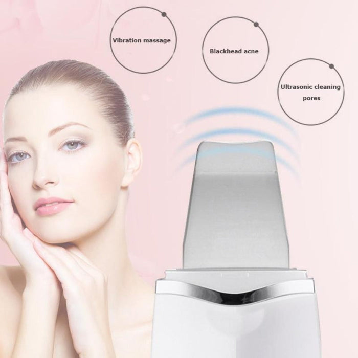 3-in-1 Deep Cleansing Ultrasonic Device: Efficiently Removes Blackheads and Scrubs Skin: white, silver handheld facial skinca