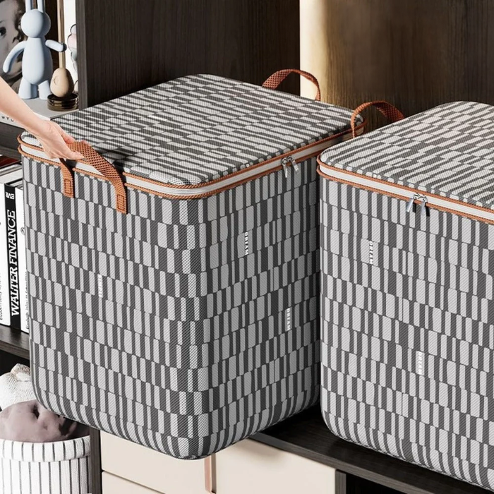 3-Pack Water-Resistant Container for Storing Items: black, white storage baskets with lids, minimal modern style