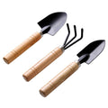 3-Piece Compact Gardening Tool Set: light brown, black hand gardening tool set, minimal practical gardening style