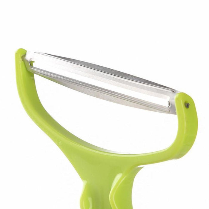 3 Piece Set of Peelers for Fruits and Vegetables: lime green, silver vegetable peeler, minimal style