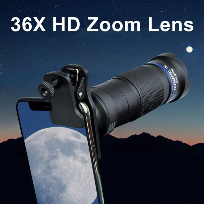 36X Mobile Phone Lens Kit With Tripod, Enhance Your Photography Experience: black, blue handheld telephoto lens/monocular, co