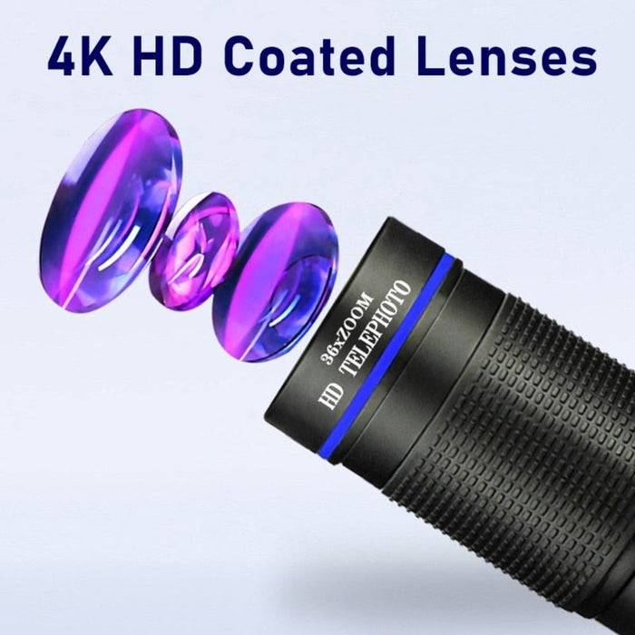 36X Mobile Phone Lens Kit With Tripod, Enhance Your Photography Experience: black, blue handheld telephoto lens/monocular, co