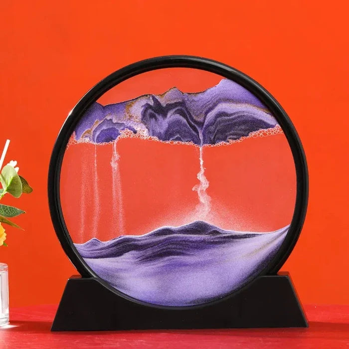 3D Sand Art from the Depths of the Sea: black, purple abstract mountain landscape, modern minimal abstract style