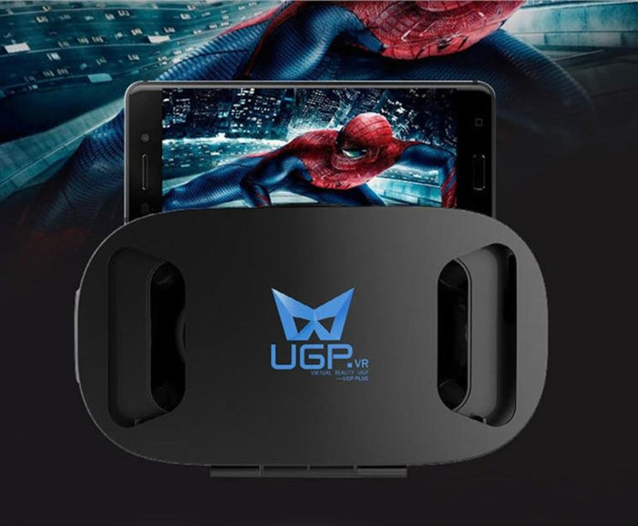 3D Virtual Reality Headset with Integrated Stereo Headphone: black, dark gray VR headset, modern tech style