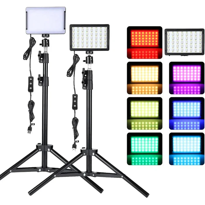 4 Color RGB LED Tripod, ""'s Illuminated Tripod with RGB Lighting: black, white LED panel light kit with two tripod stands, m