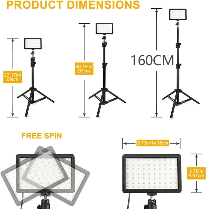 4 Color RGB LED Tripod, ""'s Illuminated Tripod with RGB Lighting: black, white LED panel light kit with two tripod stands, m